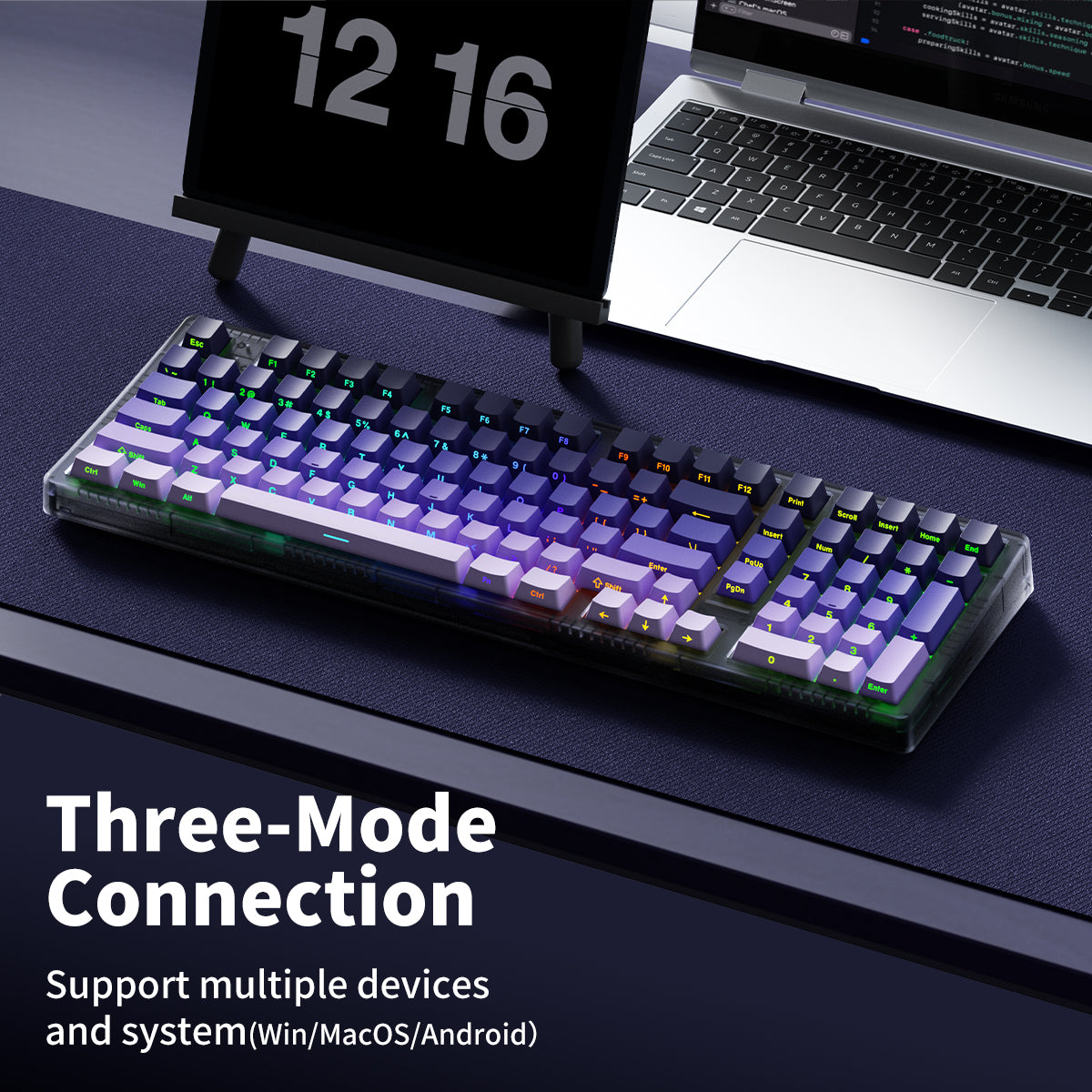 FL ESPOTRS 98% MK100，Wireless Bluetooth Mechanical Keyboard Full RGB ，Perfect for casual and competitive gaming，Lightweight and easy to carry for on-the-go use.