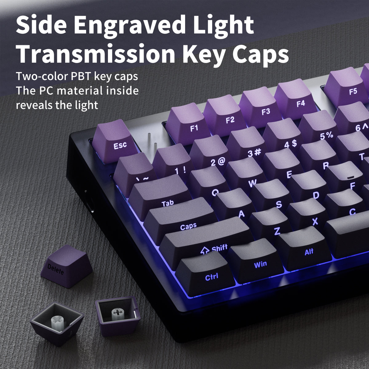 FL ESPOTRS 80% MK870PRO,Midnight Purple，Wireless Bluetooth Mechanical Keyboard with RGB Backlight, 3/5 Pin Hot Swap Support, and Drive Debugging