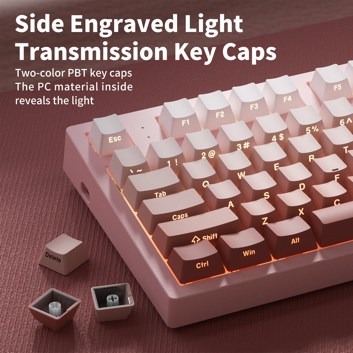 FL ESPOTRS 80% MK870 Mechanical Keyboard，Celestial Sakura Base ，Full RGB ，Perfect for casual and competitive gaming