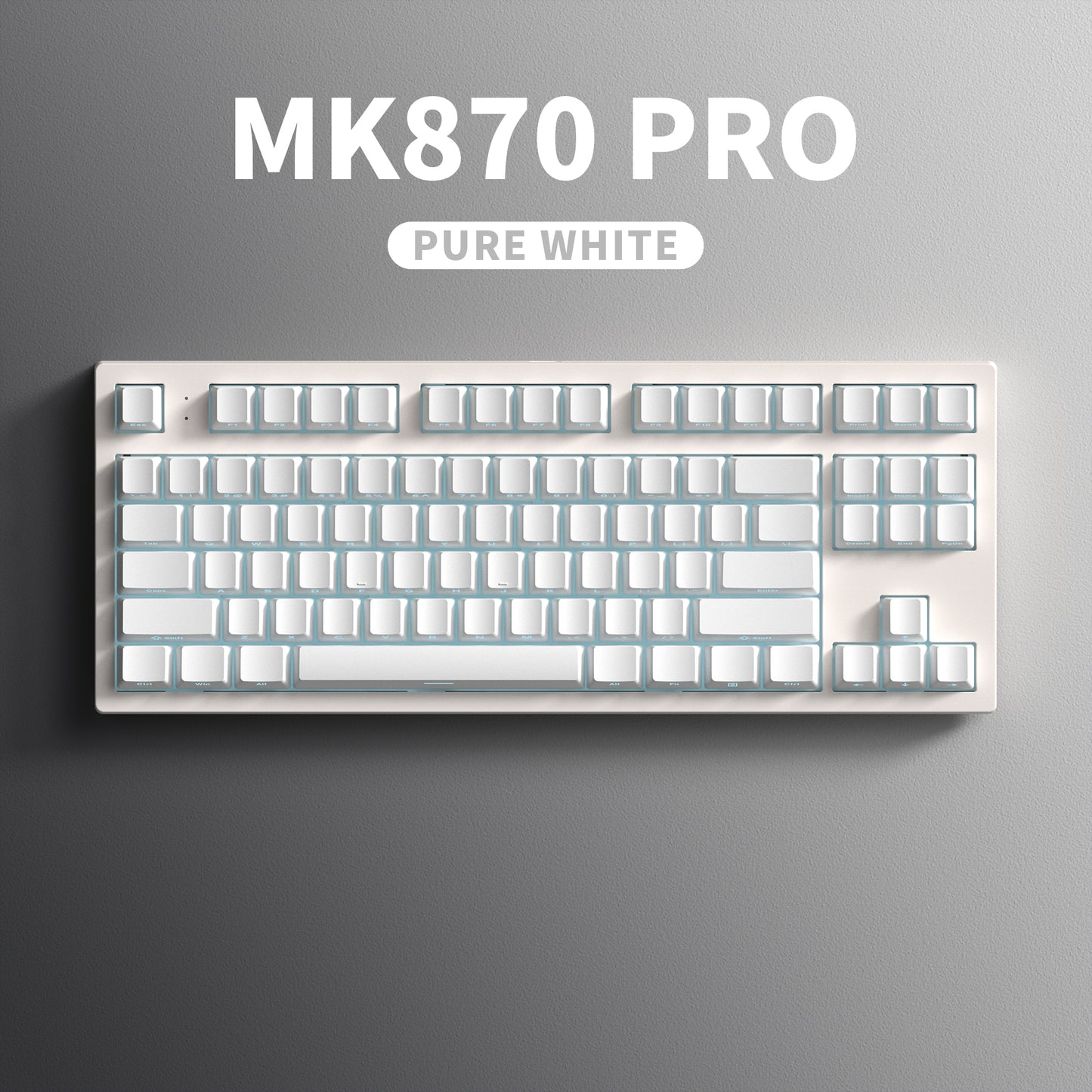 FL ESPOTRS 80% MK870PRO,Pure White，Wireless Bluetooth Mechanical Keyboard with RGB Backlight, 3/5 Pin Hot Swap Support, and Drive Debugging