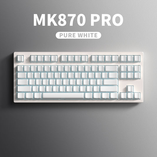 FL ESPOTRS 80% MK870PRO,Pure White，Wireless Bluetooth Mechanical Keyboard with RGB Backlight, 3/5 Pin Hot Swap Support, and Drive Debugging