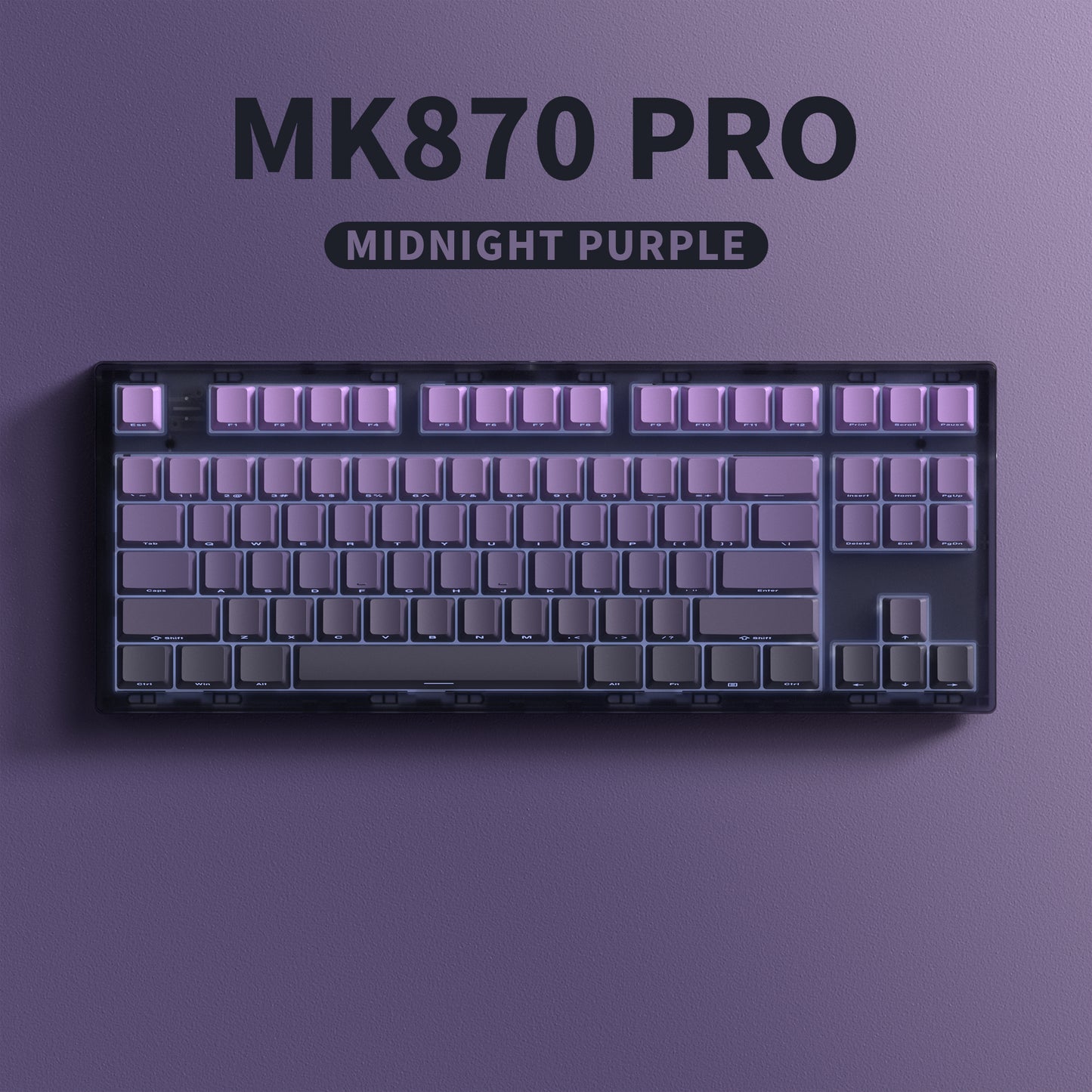 FL ESPOTRS 80% MK870PRO,Midnight Purple，Wireless Bluetooth Mechanical Keyboard with RGB Backlight, 3/5 Pin Hot Swap Support, and Drive Debugging